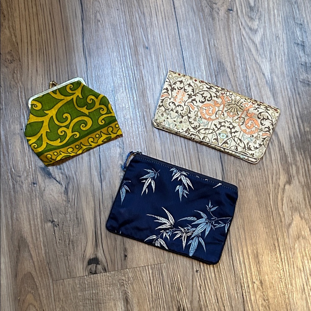 Set of Three Patterned Makeup/Jewelry/ Coin Bags